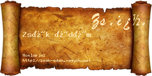 Zsák Ádám névjegykártya